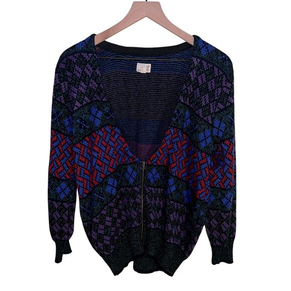 URBAN RENEWAL zip up cardigan vintage reworked sweater L - Picture 1 of 5